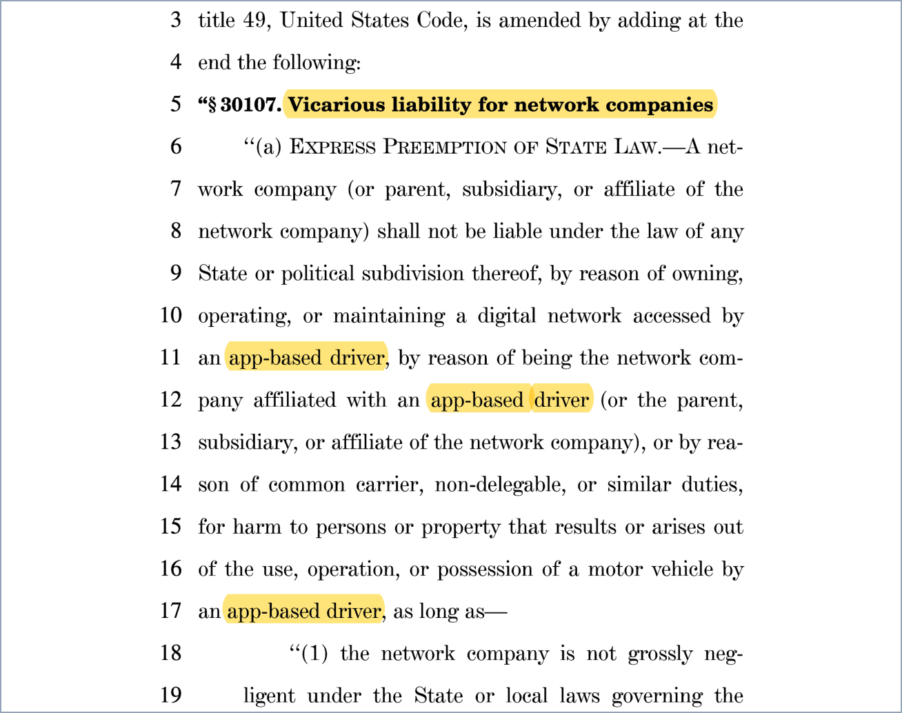 Highlighted Fong amendment language on network-company vicarious liability